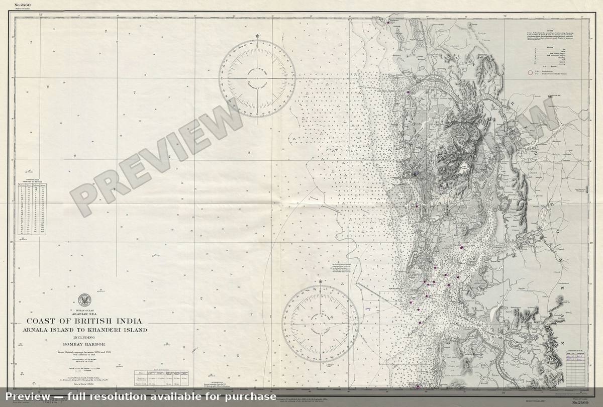 Antique map: Bombay Harbor, 1945, 1945