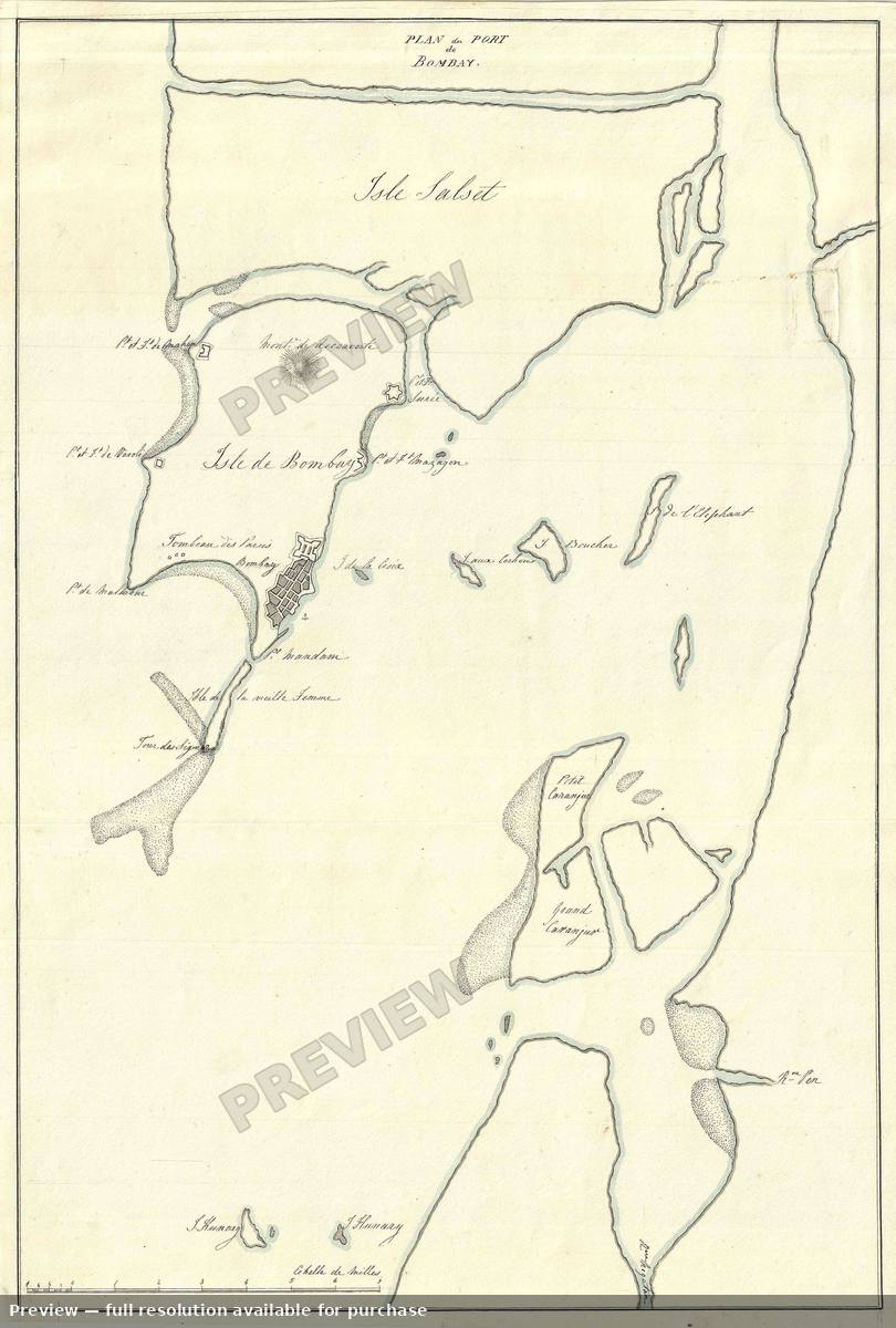 Antique map: Bombay Mumbai, 1830