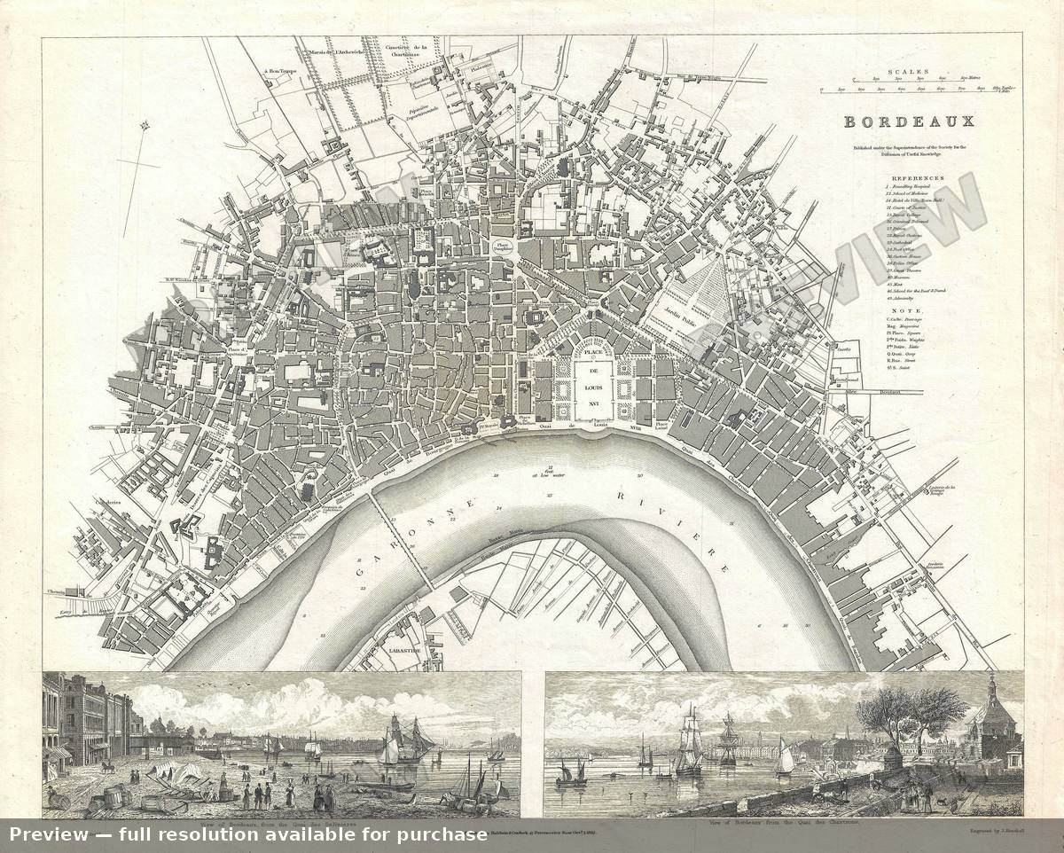 Antique map: Bordeaux 2, 1832