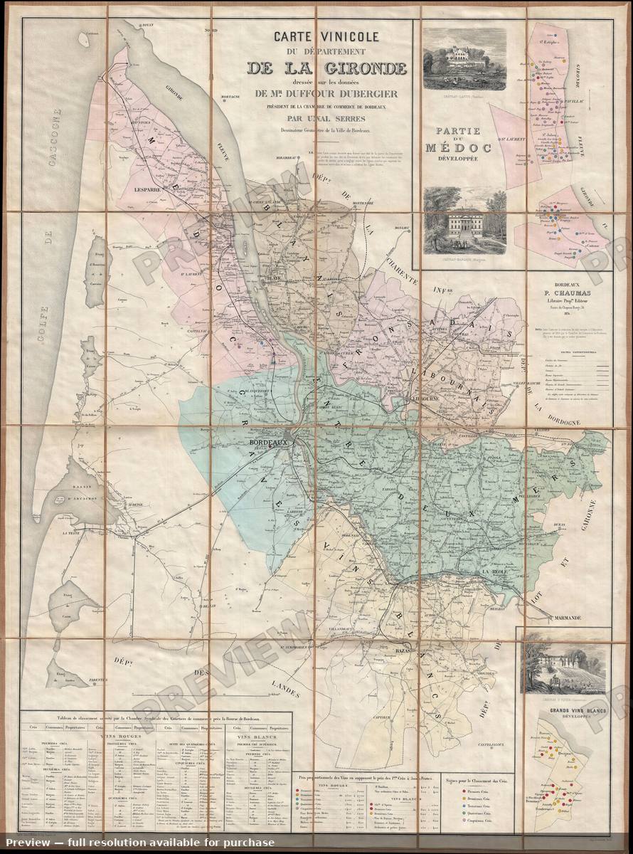 Antique map: Bordeaux Wine Map Medoc, 1874, 1874