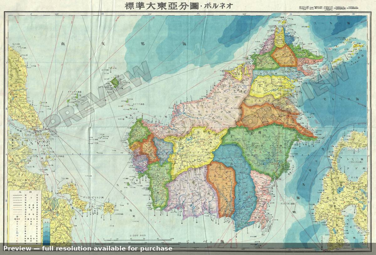 Antique map: Borneo 12, 1943