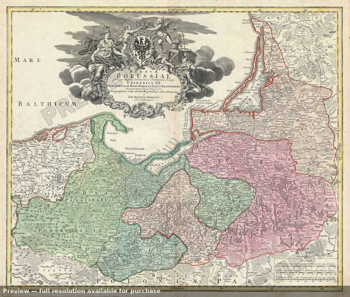 Antique map: Borussiae, 1701, 1701
