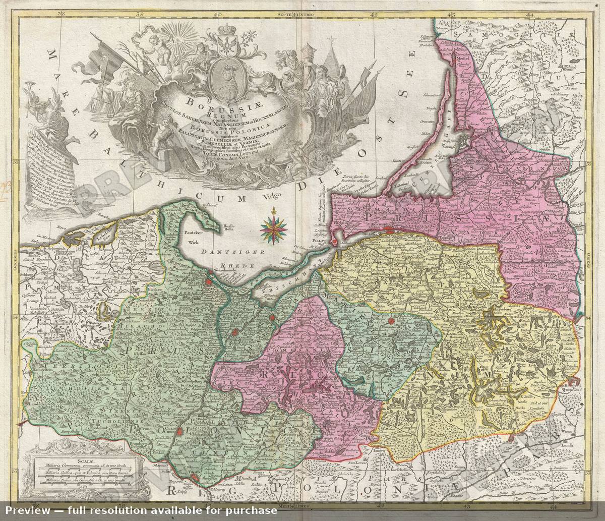 Antique map: Borussiae Poland, 1759