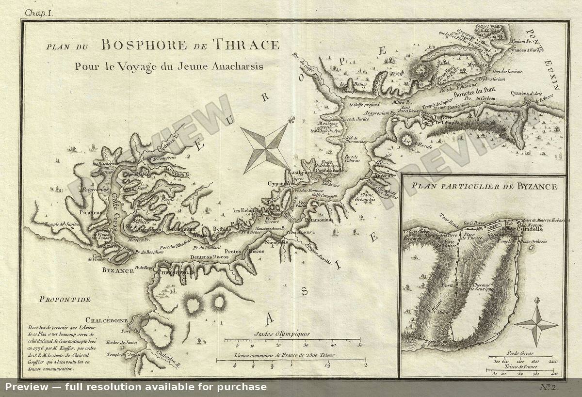 Antique map: Bosphorus, 1791