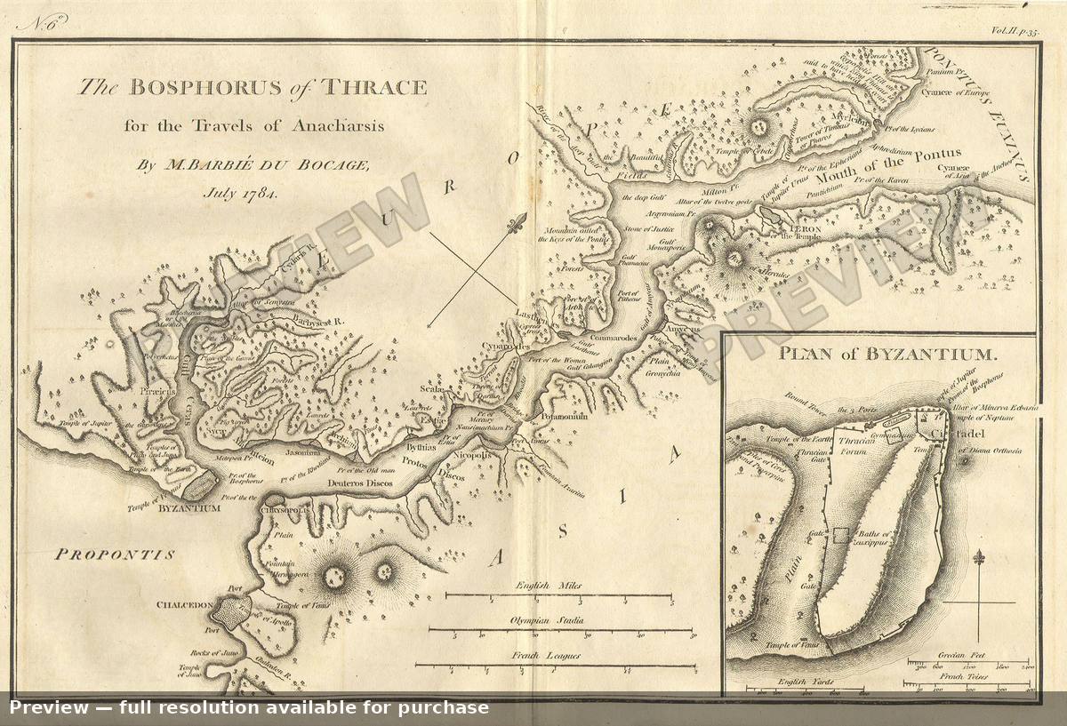 Antique map: Bosphorus, 1793