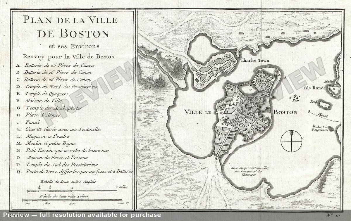 Antique map: Boston, 1756