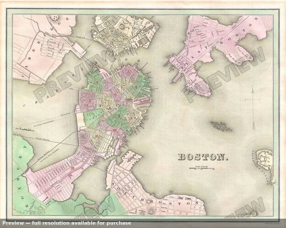 Antique map: Boston, 1838, 1838