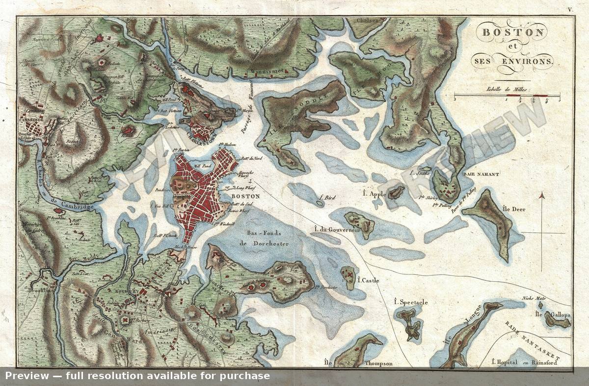Antique map: Boston, 1807, 1807