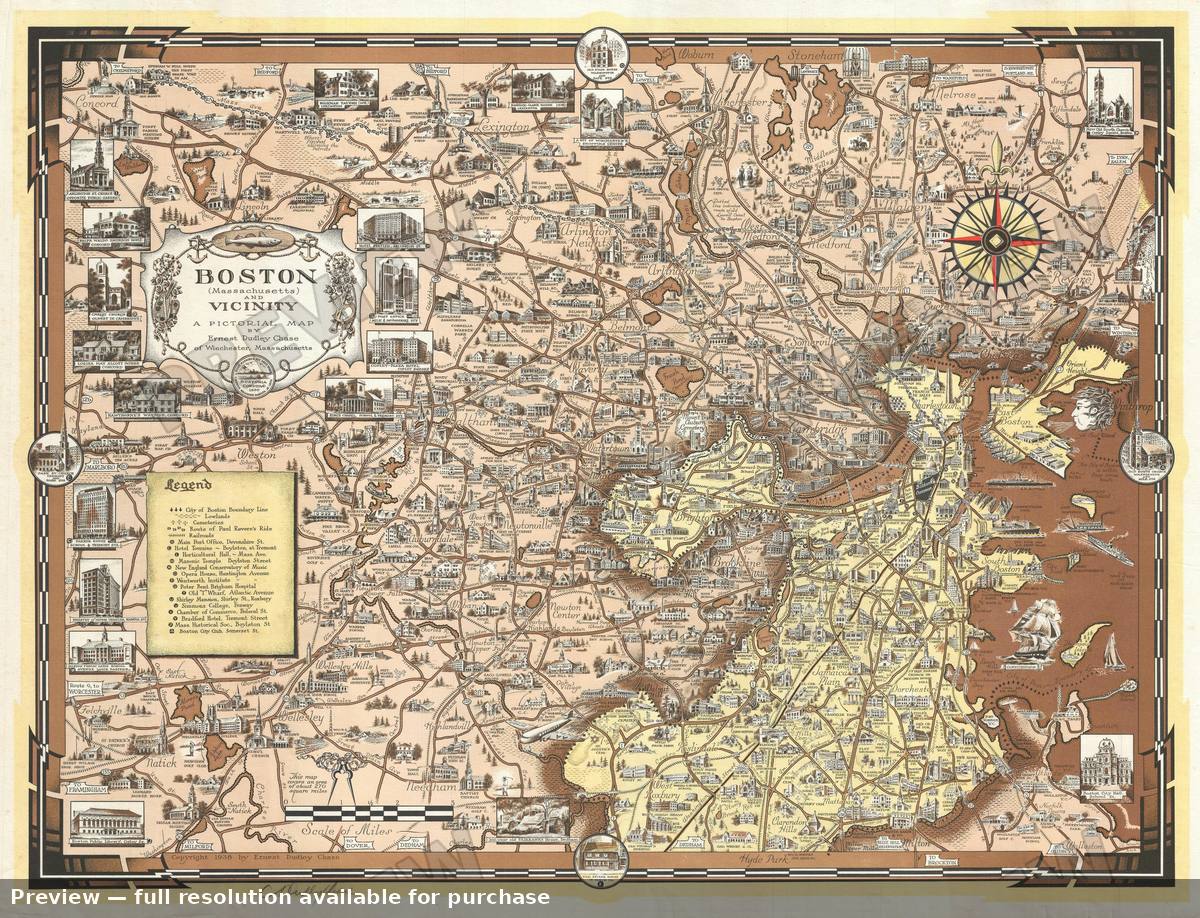 Antique map: Boston, 1938, 1938