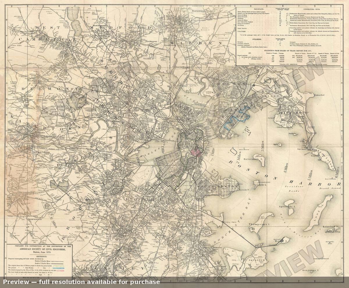 Antique map: Boston, 1878, 1878