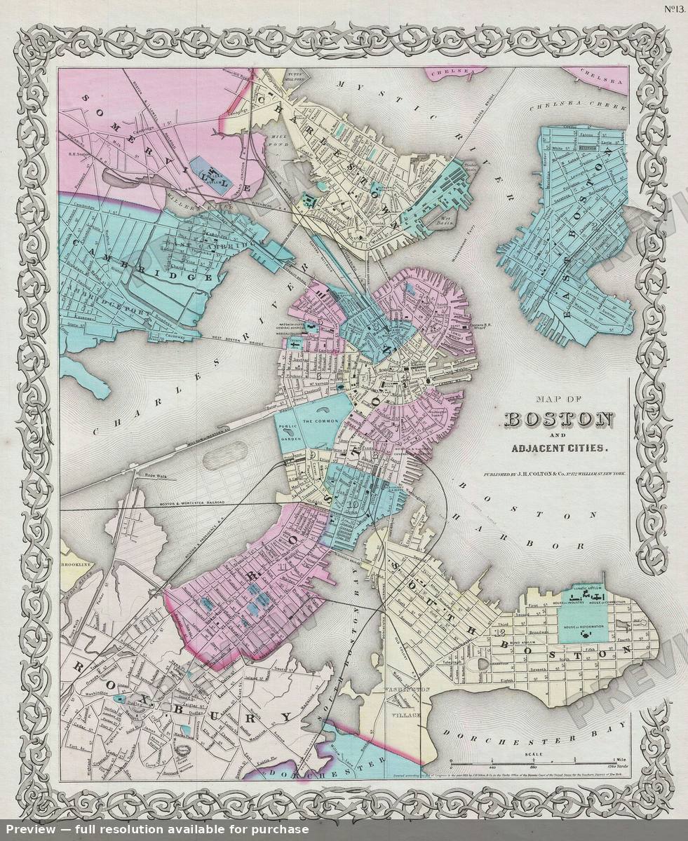 Antique map: Boston, 1856