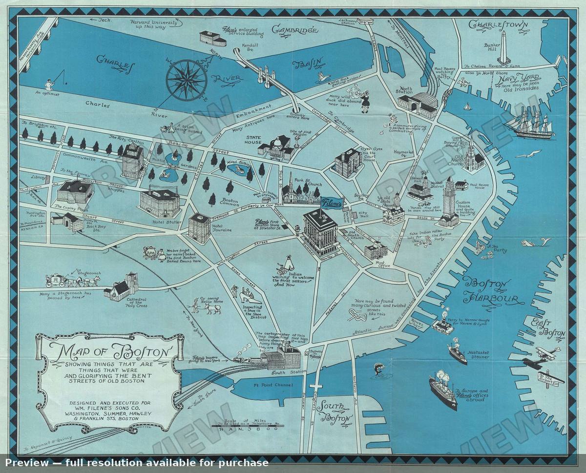Antique map: Boston, 1926, 1926