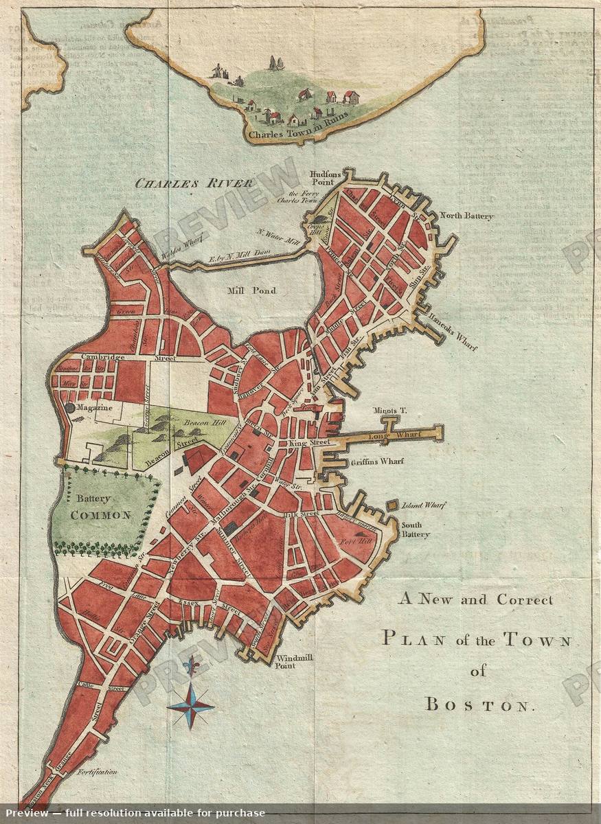 Antique map: Boston, 1775, 1775