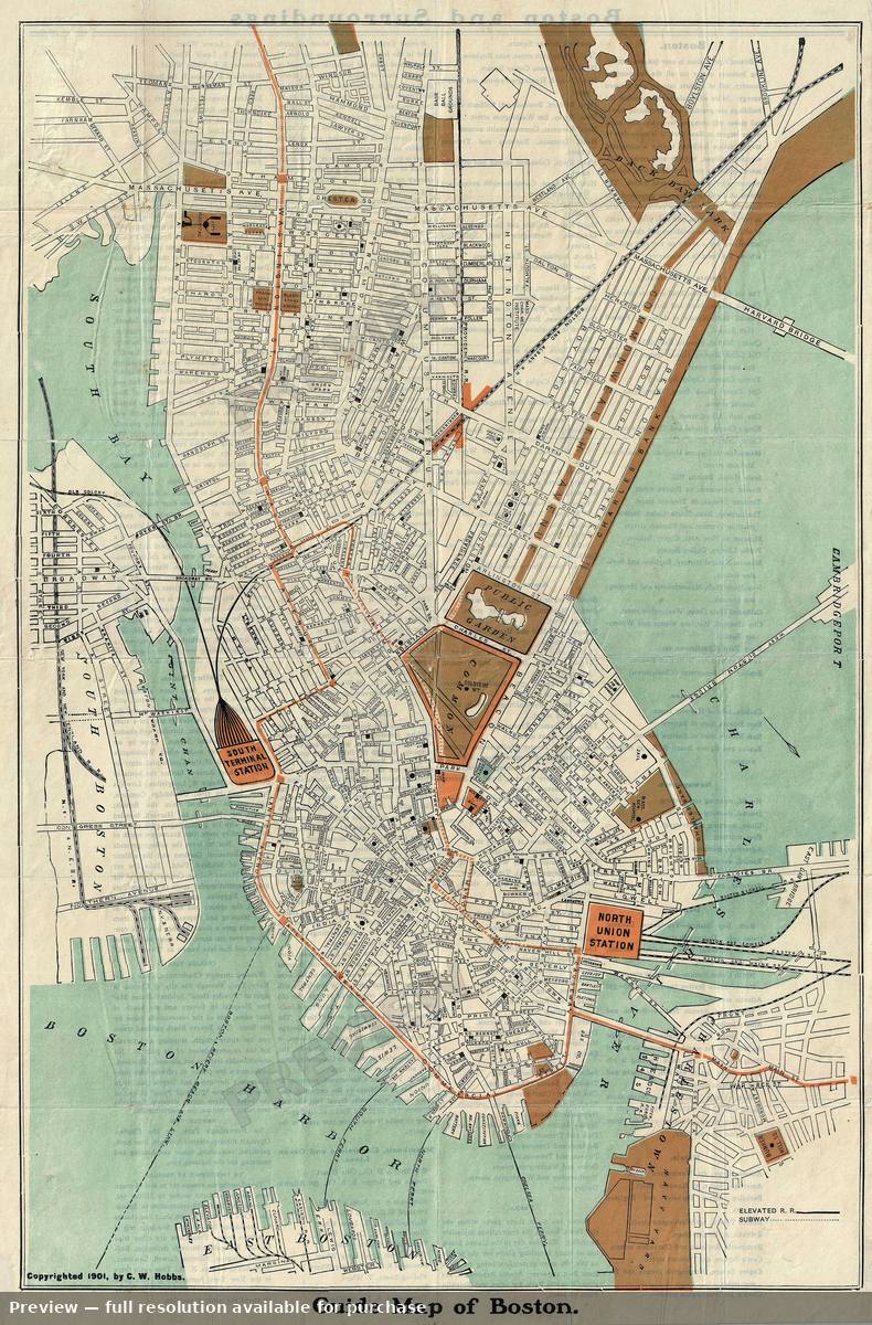 Antique map: Boston, 1901
