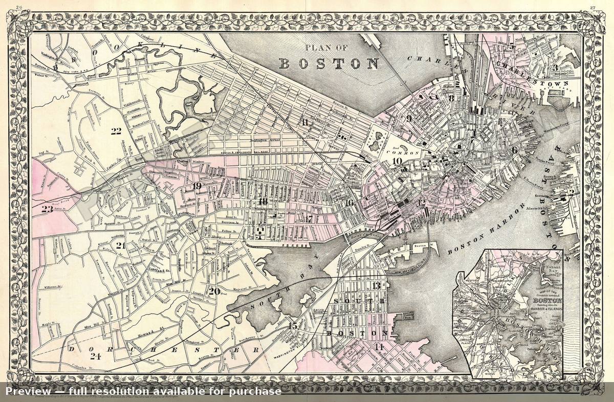 Antique map: Boston, 1879