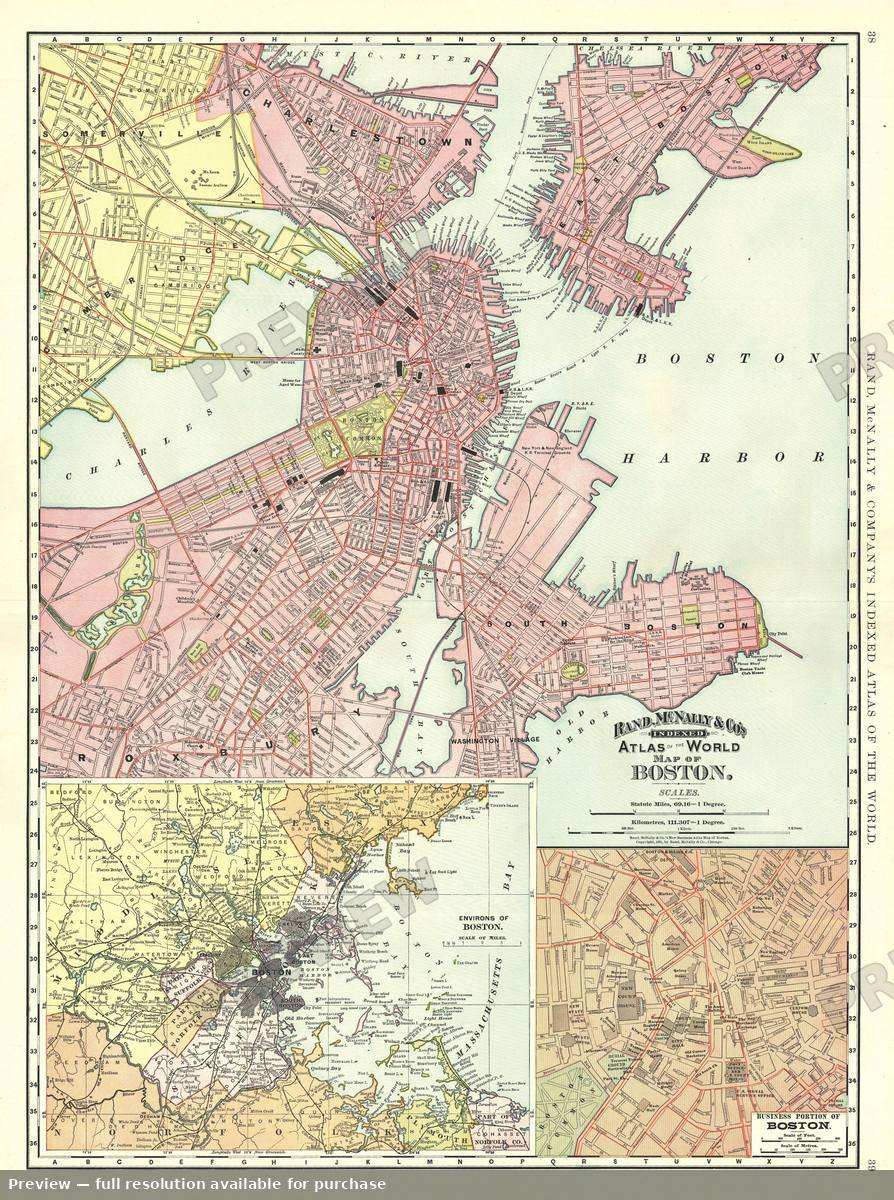 Antique map: Boston, 1893, 1893