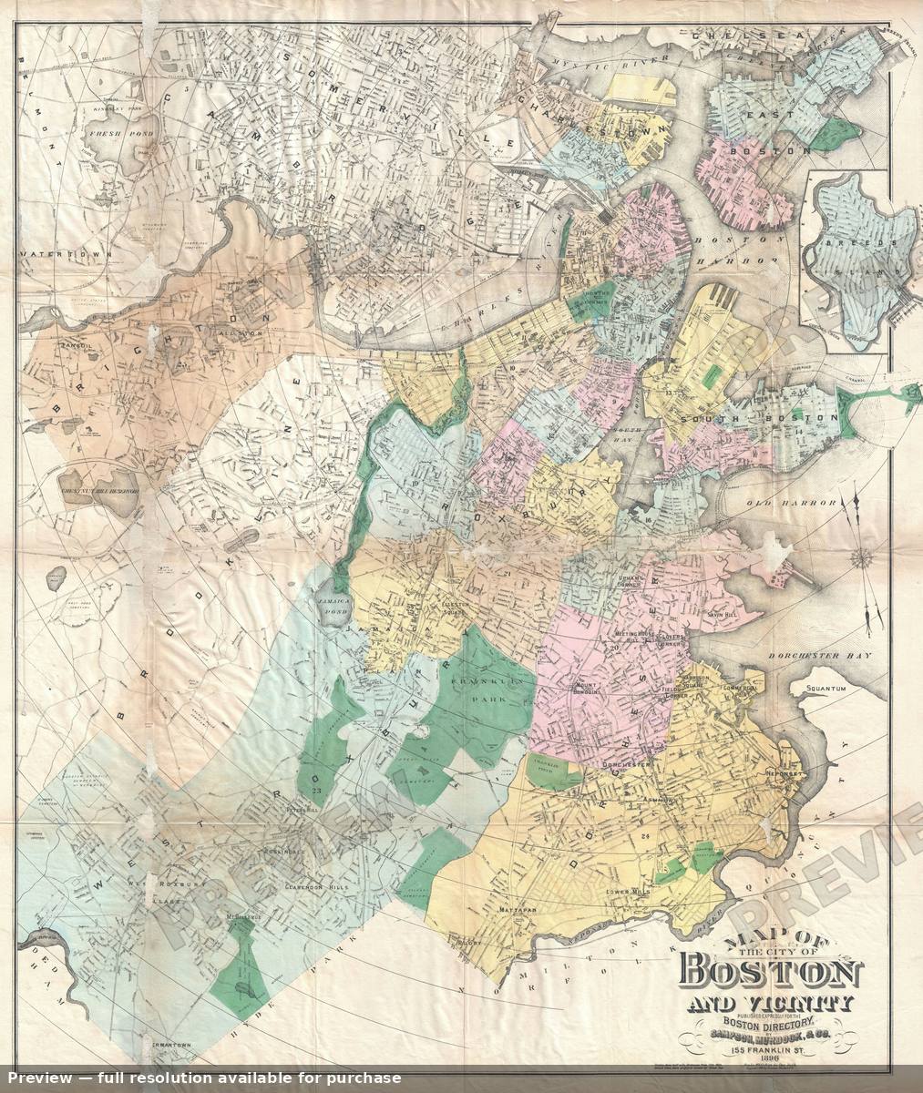 Antique map: Boston, 1896