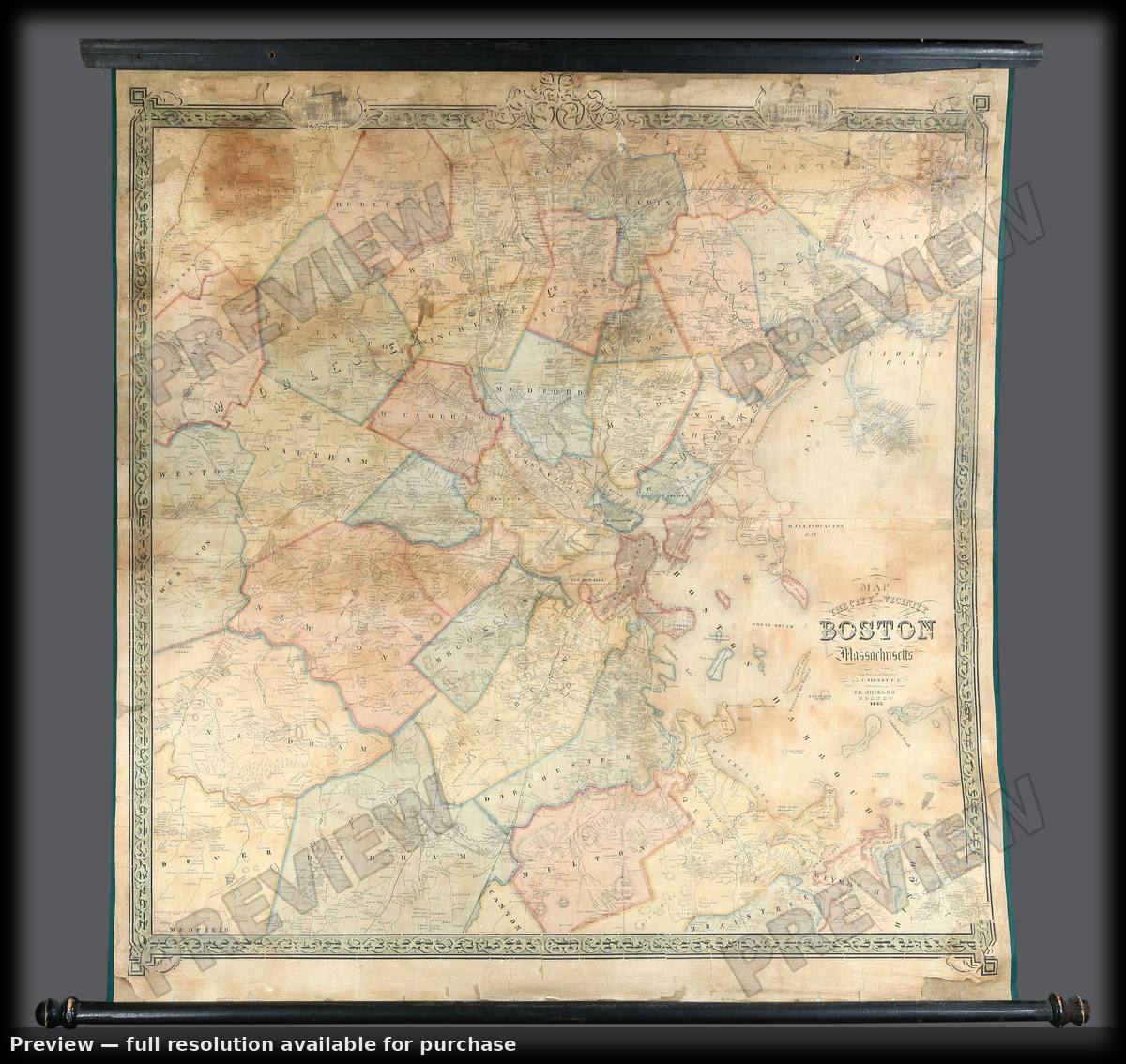 Antique map: Boston, 1852, 1852