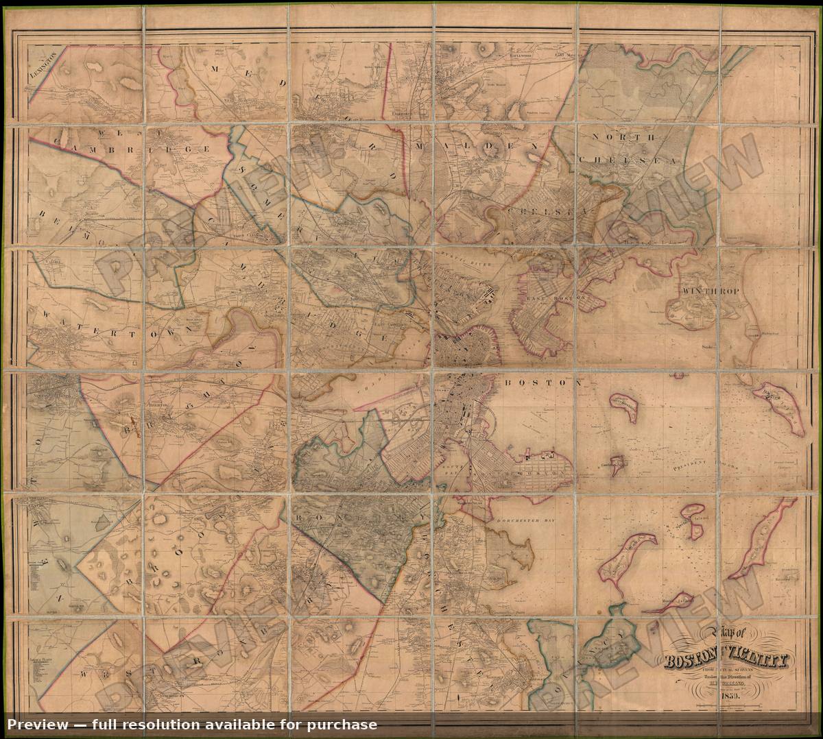 Antique map: Boston, 1859