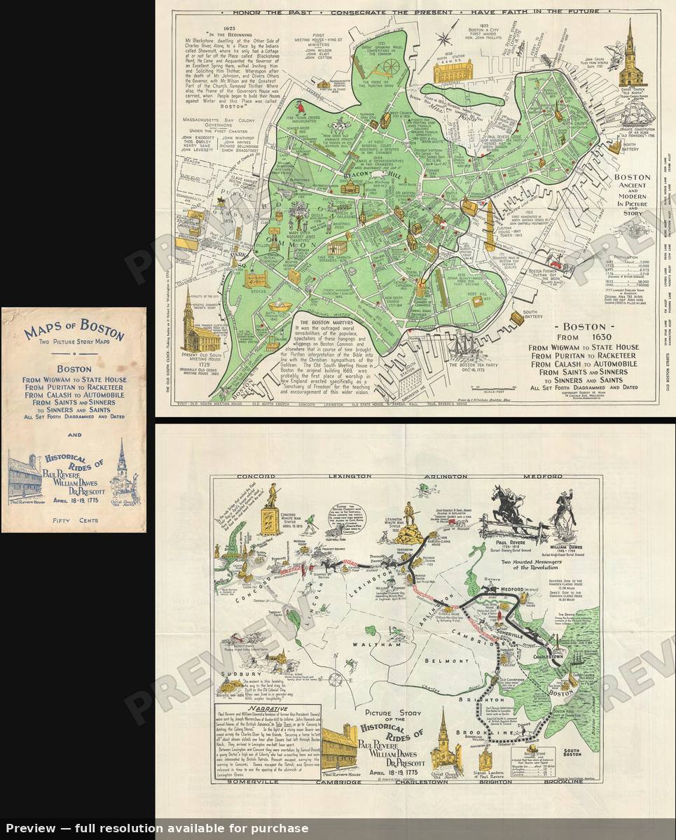 Antique map: Boston, 1960
