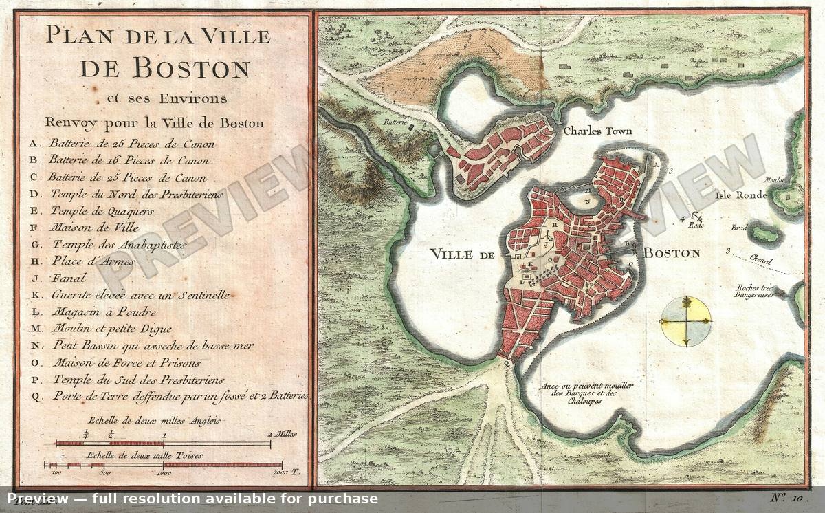 Antique map: Boston 2, 1756