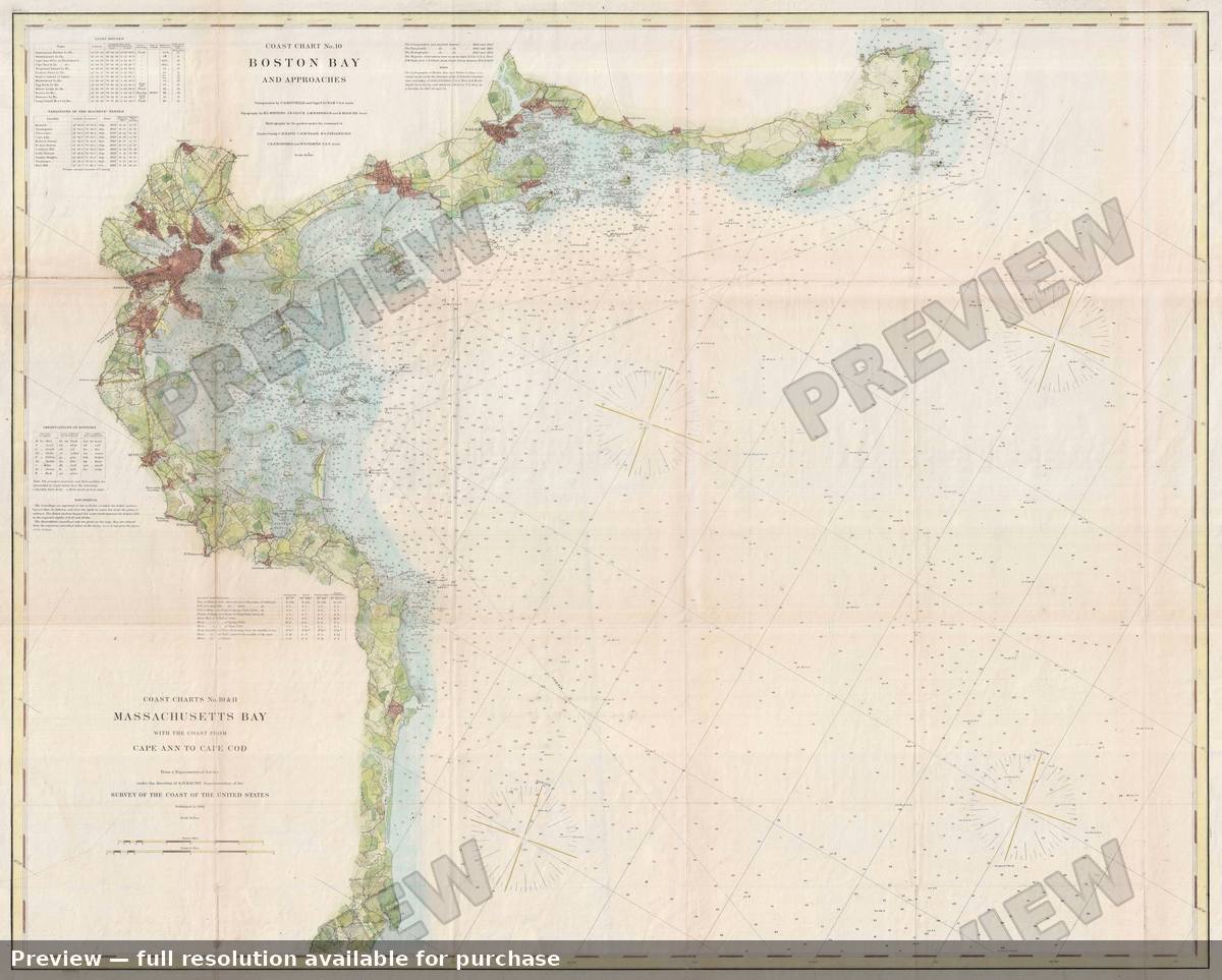 Antique map: Boston Bay 2, 1866