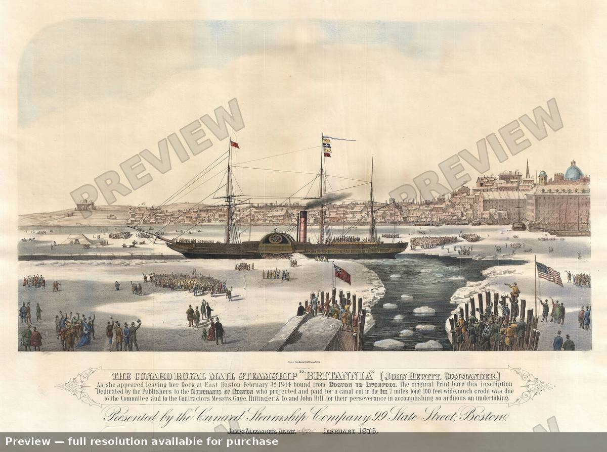 Antique map: Boston Cunard, 1876, 1876