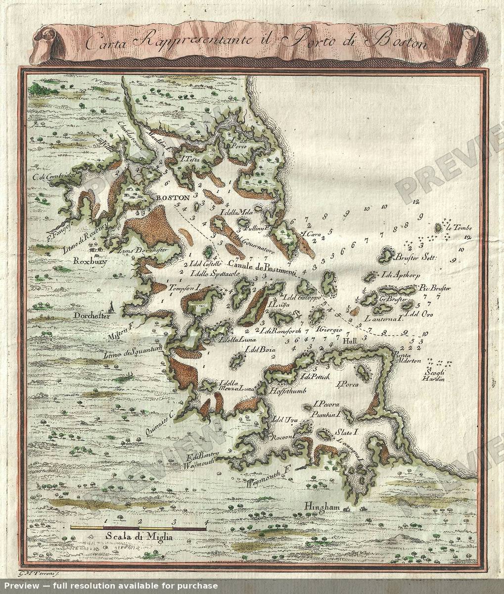 Antique map: Boston Harbor, 1763, 1763