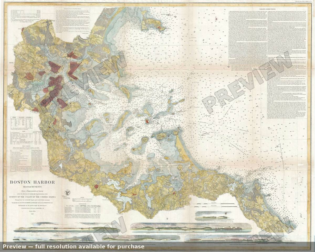 Antique map: Boston Harbor, 1867