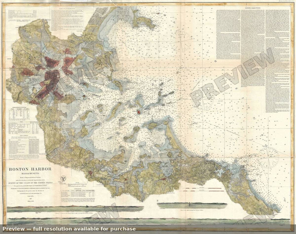 Antique map: Boston Harbor, 1872