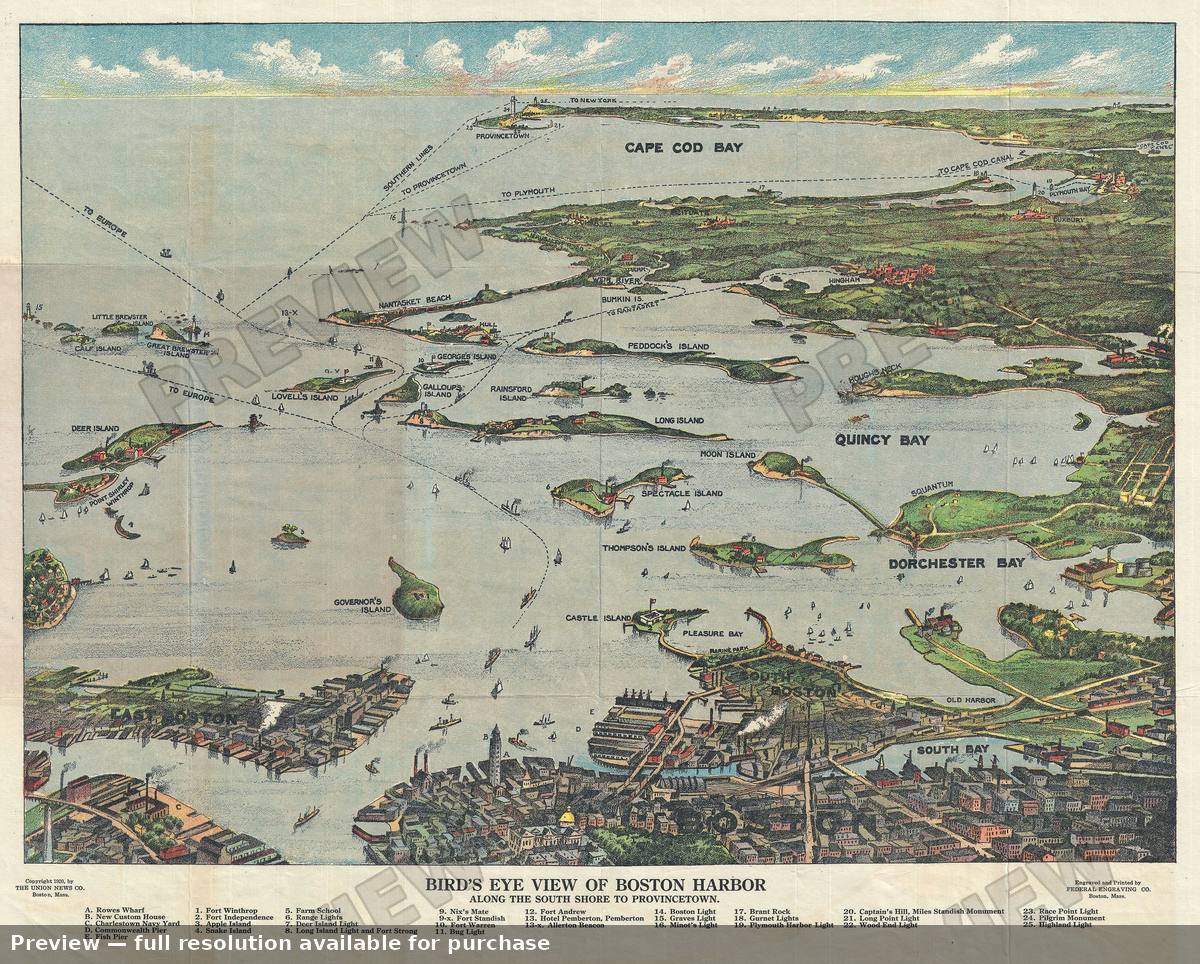 Antique map: Boston Harbor 2, 1920, 1920