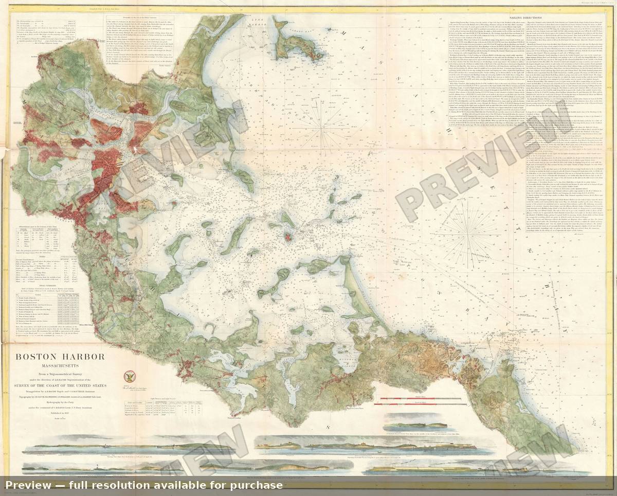 Antique map: Boston Harbor Bay, 1857