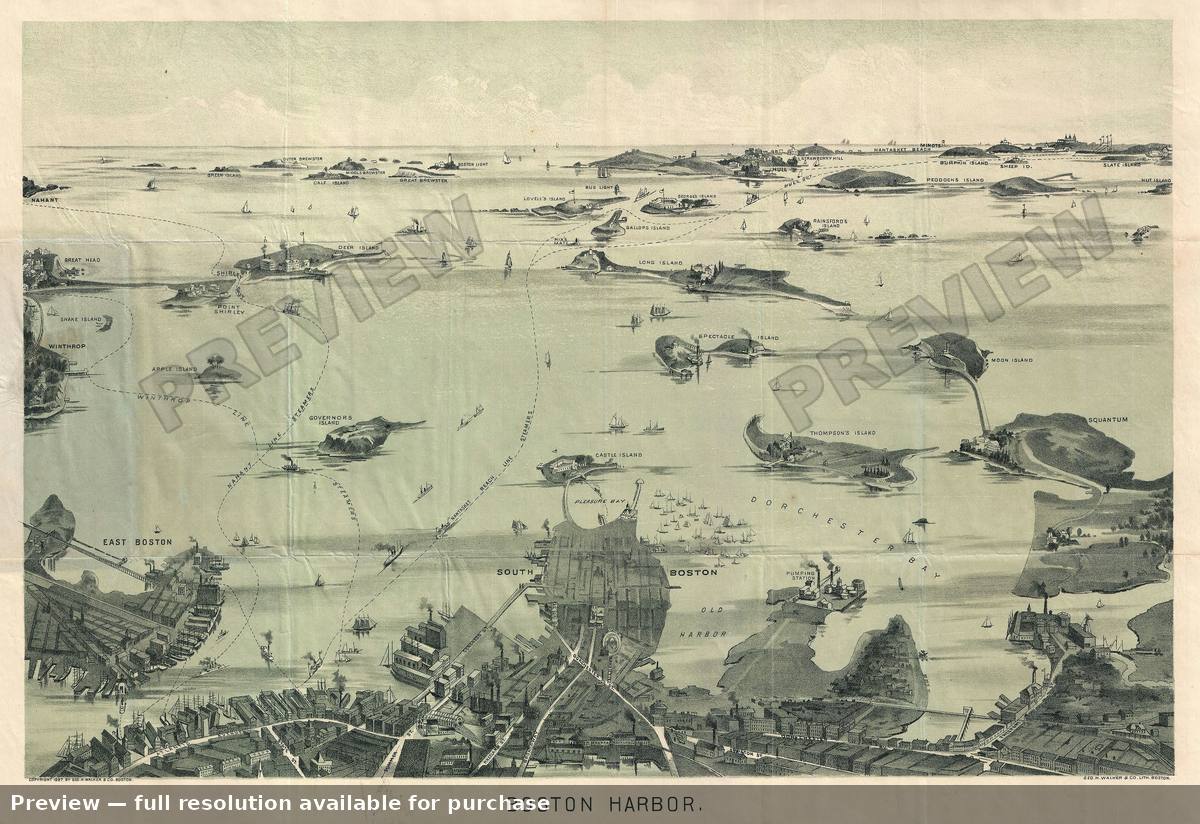 Antique map: Boston Harbor View, 1897