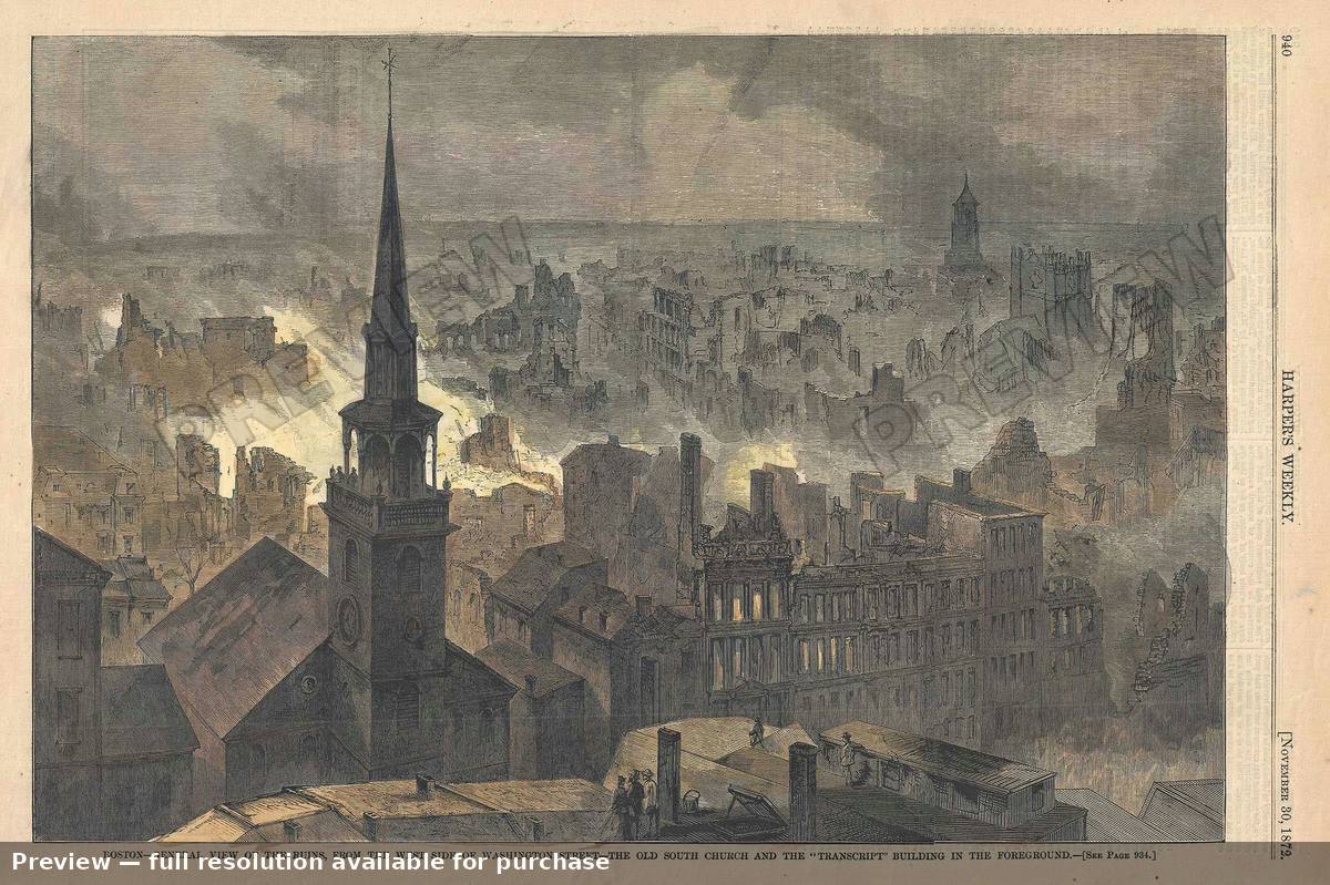 Antique map: Boston Ruins, 1872