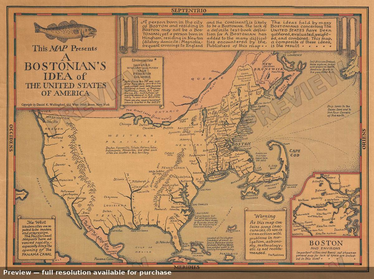 Antique map: Bostonians View, 1936