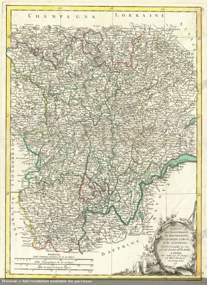 Antique map: Bourgogne, 1771, 1771