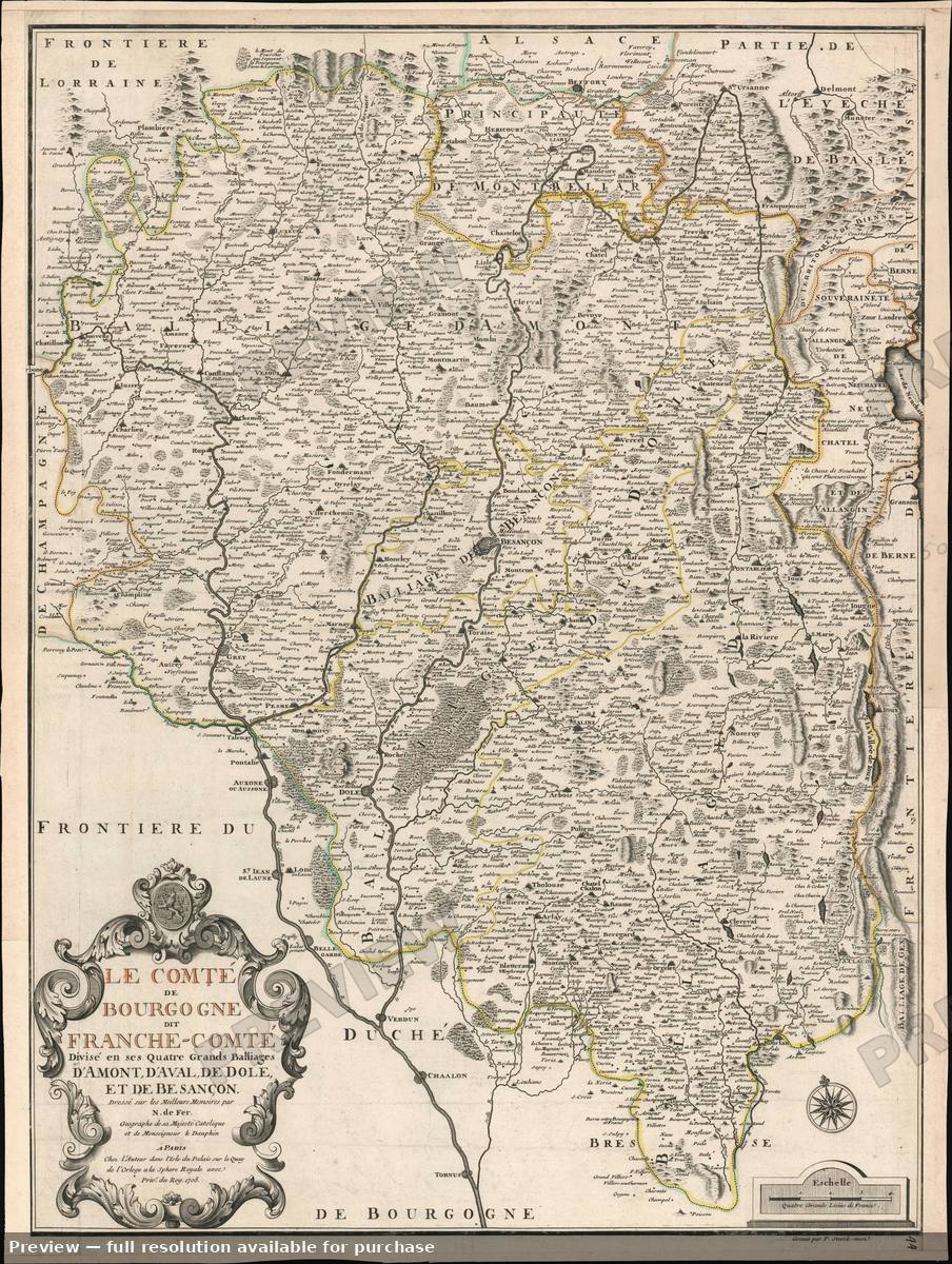 Antique map: Bourgogne, 1708