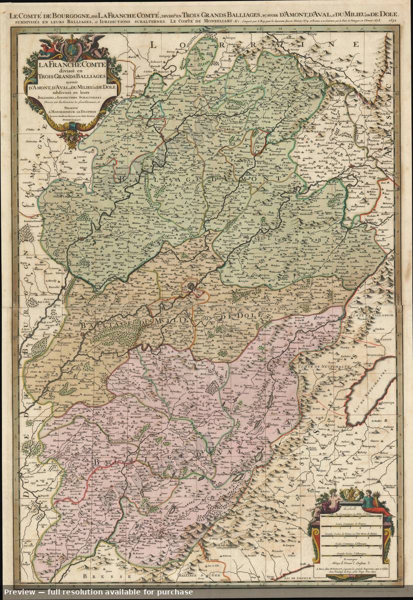 Antique map: Bourgogne, 1692