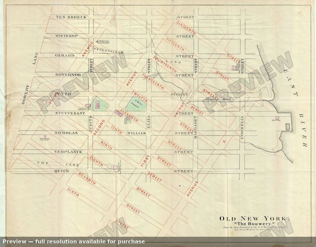 Antique map: Bowery, 1868, 1868