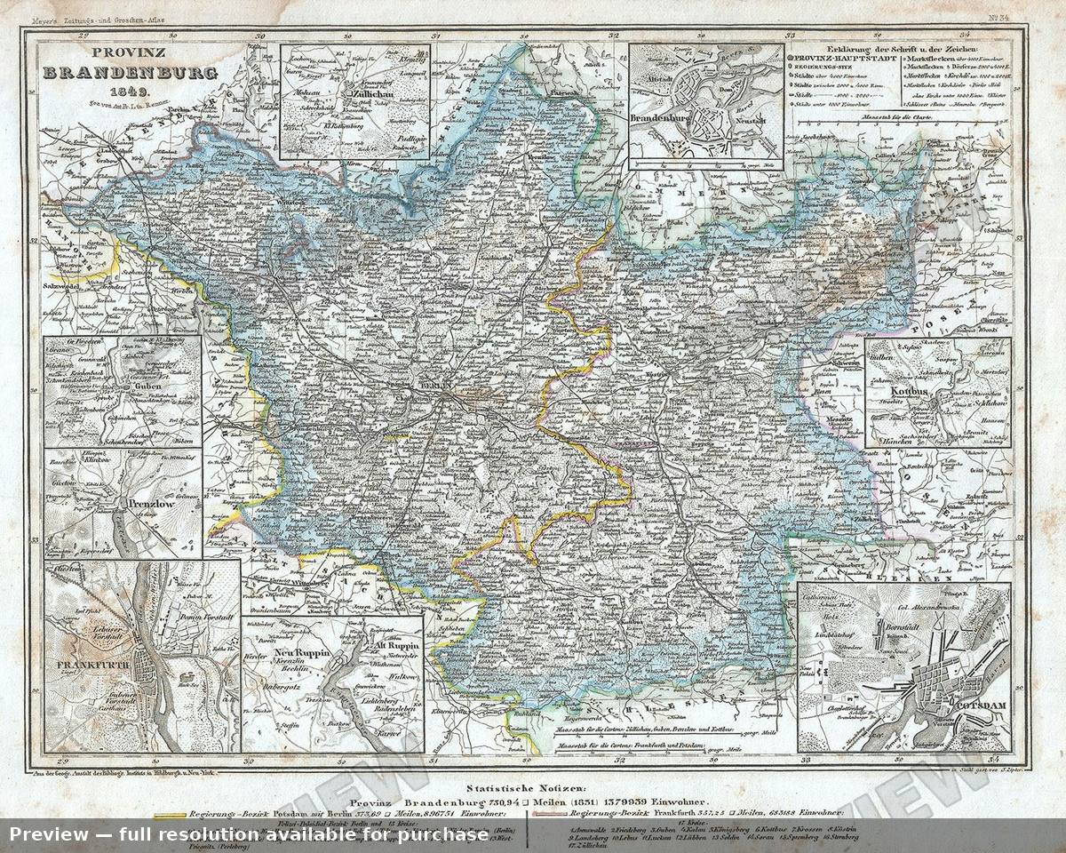 Antique map: Brandenburd, 1849