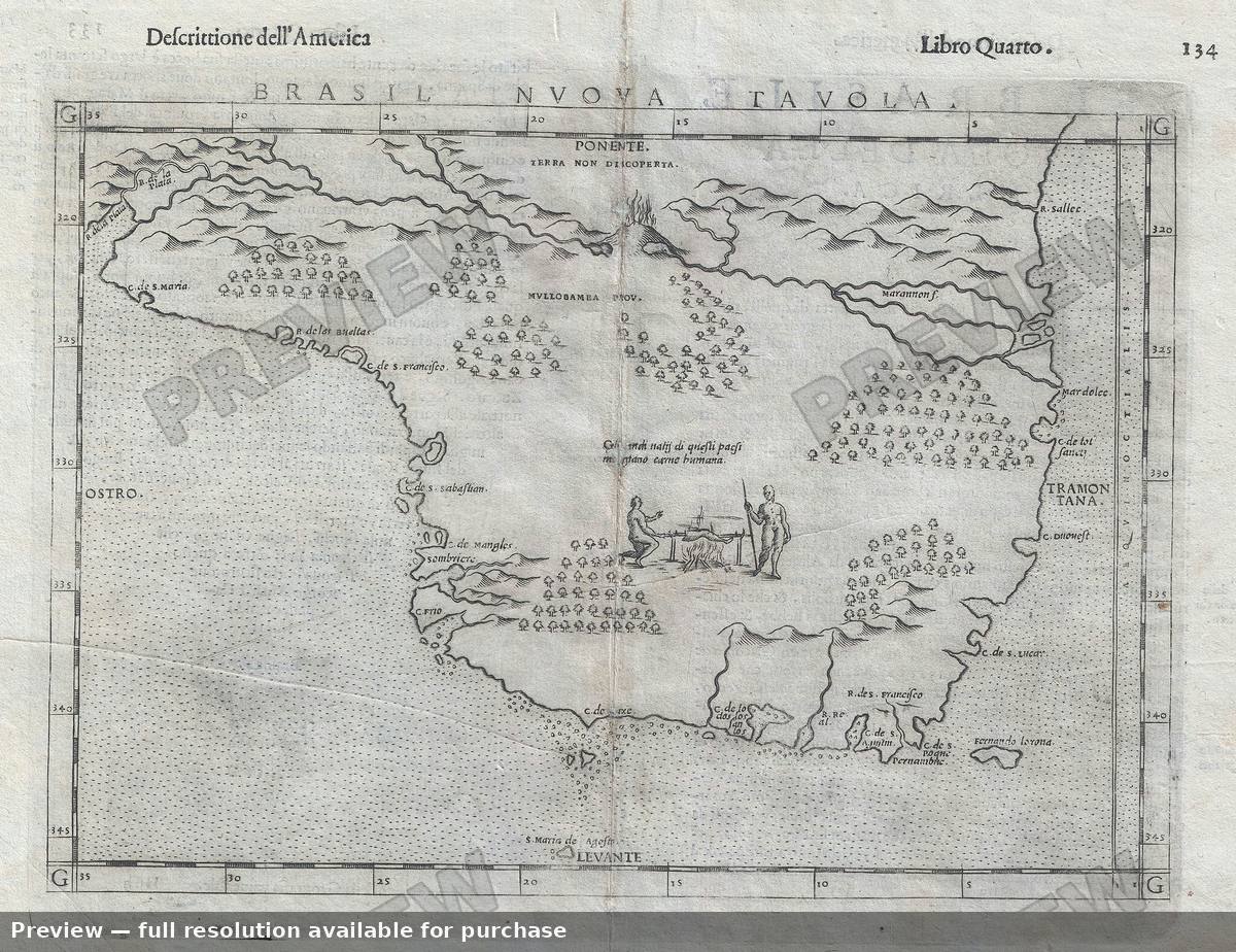 Antique map: Brasil Nuova Tavola, 1574