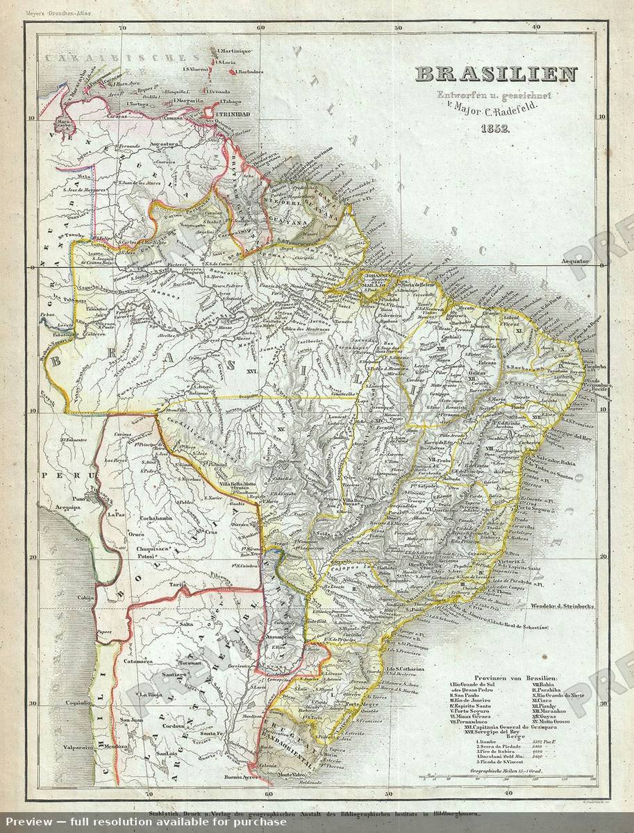 Antique map: Brasilien, 1852, 1852