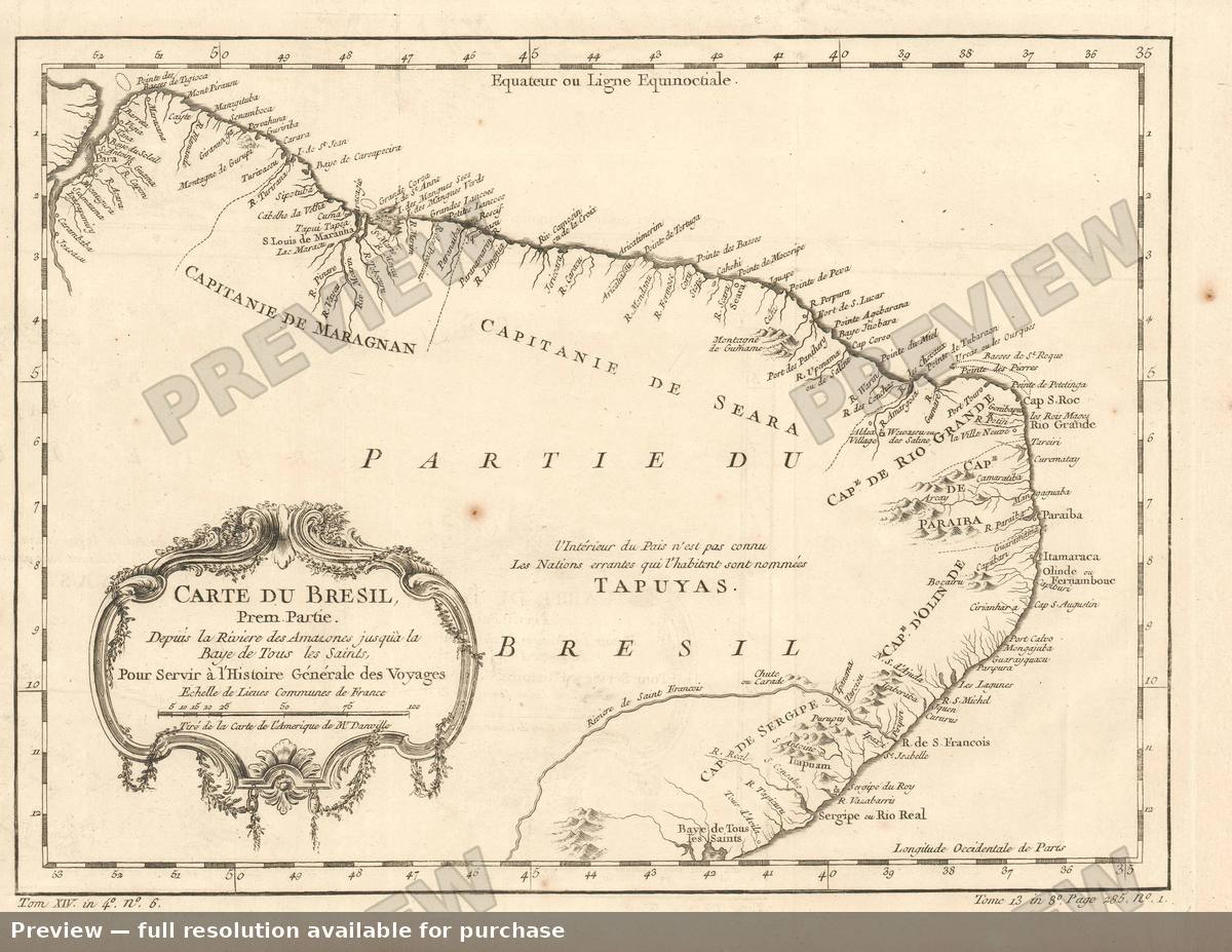 Antique map: Brazil, 1780