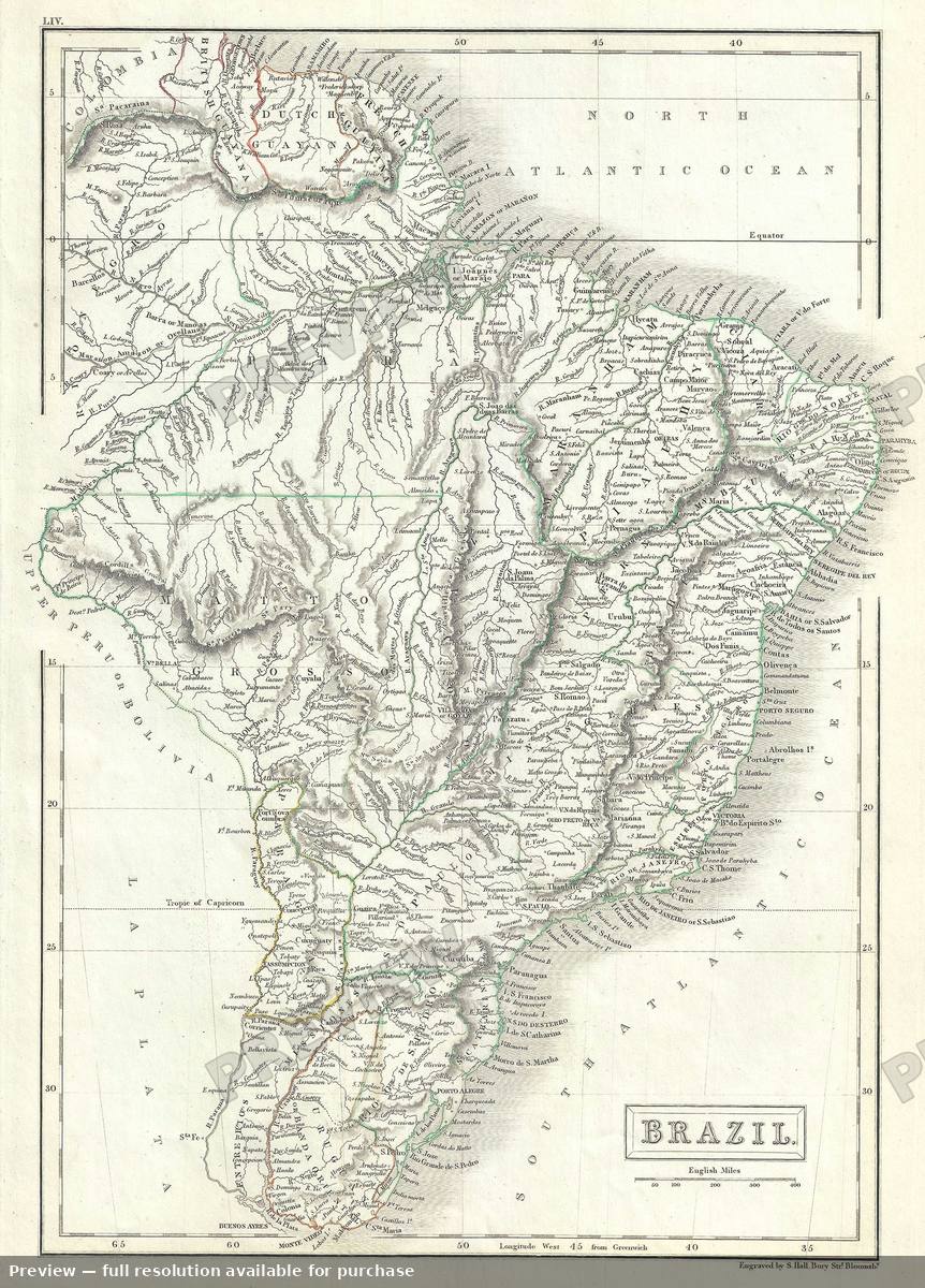 Antique map: Brazil, 1844