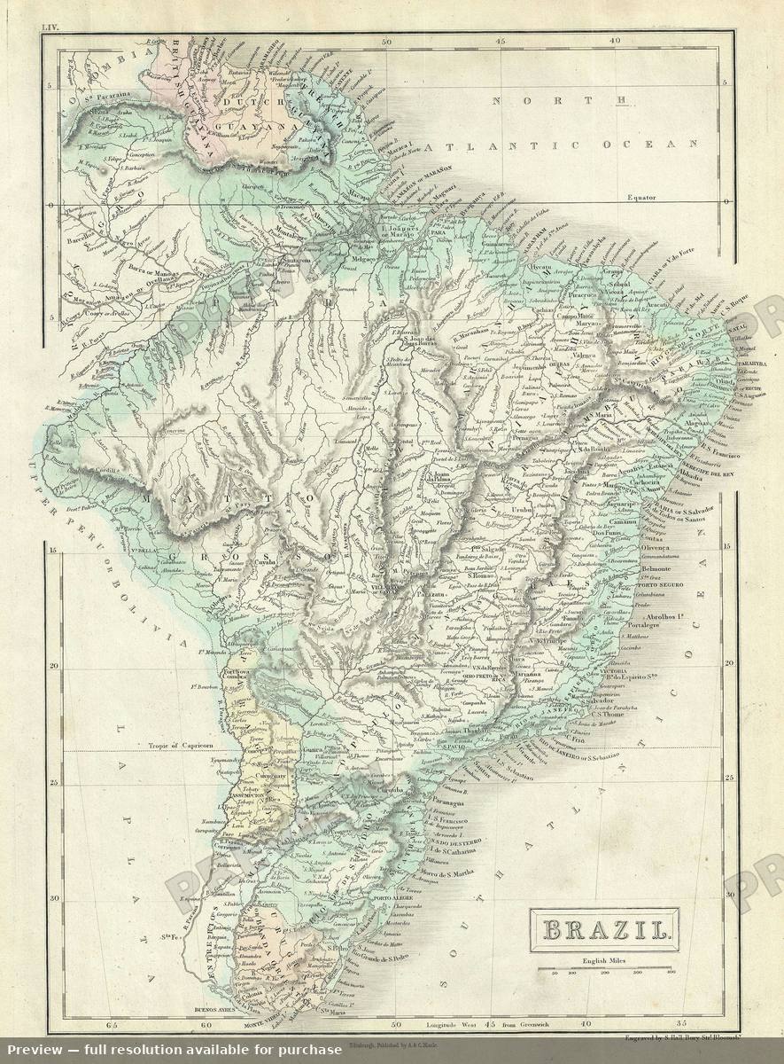 Antique map: Brazil, 1851
