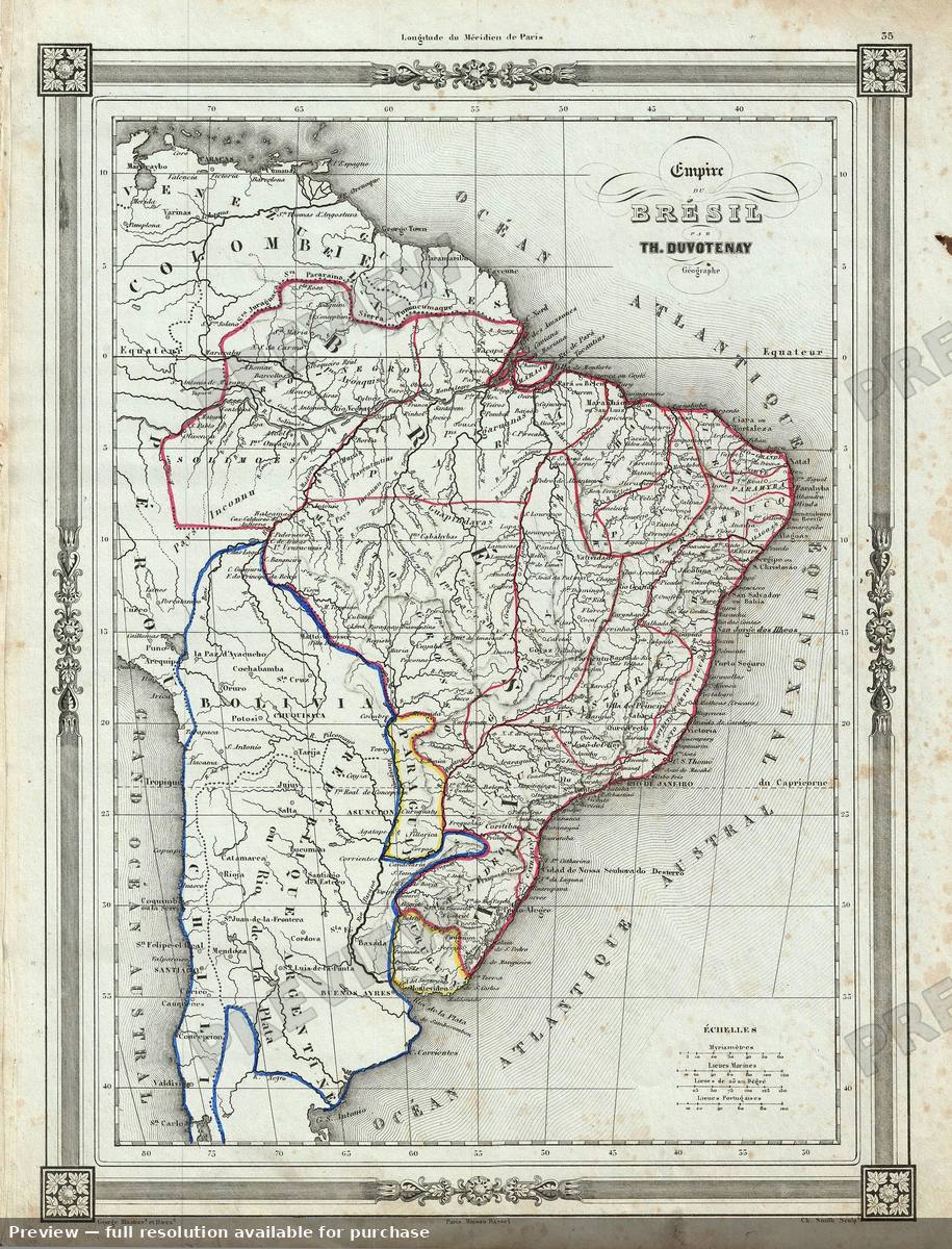 Antique map: Brazil, 1852