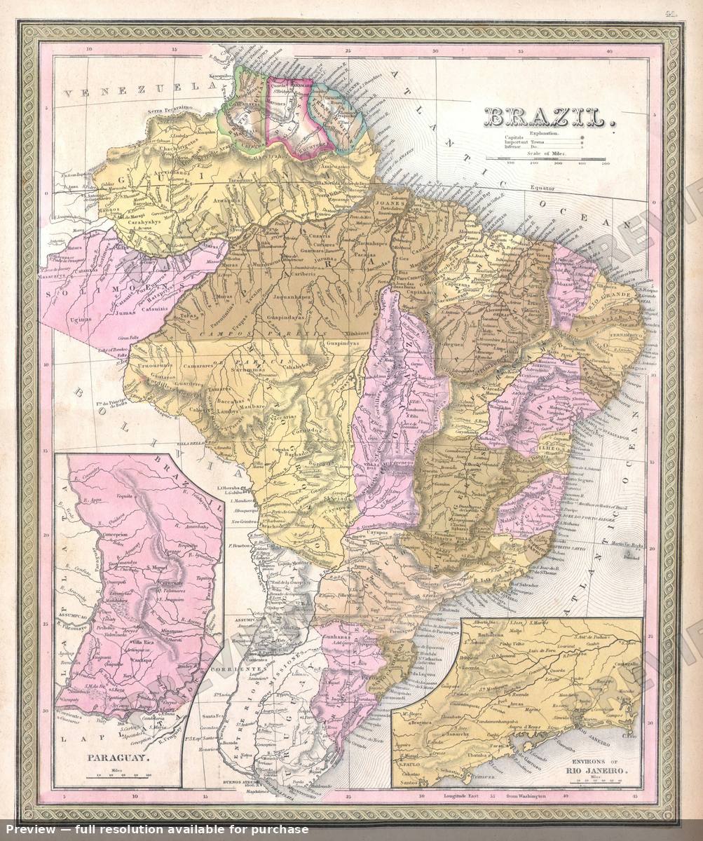 Antique map: Brazil, 1849