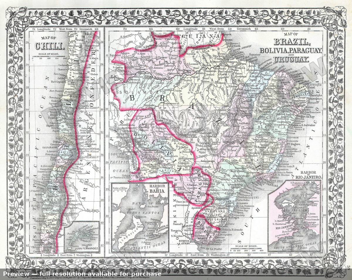 Antique map: Brazil, 1874, 1874