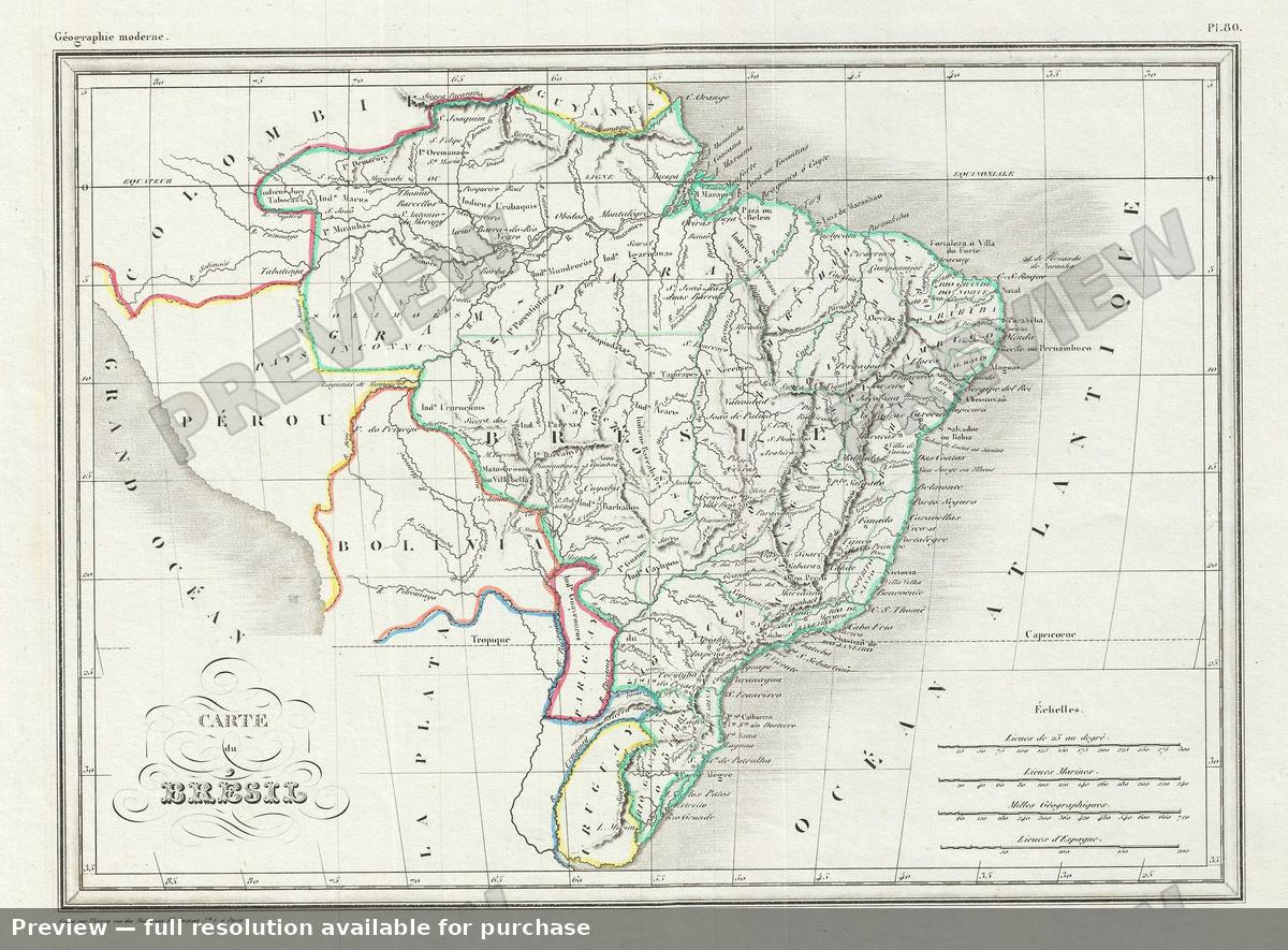 Antique map: Brazil, 1843