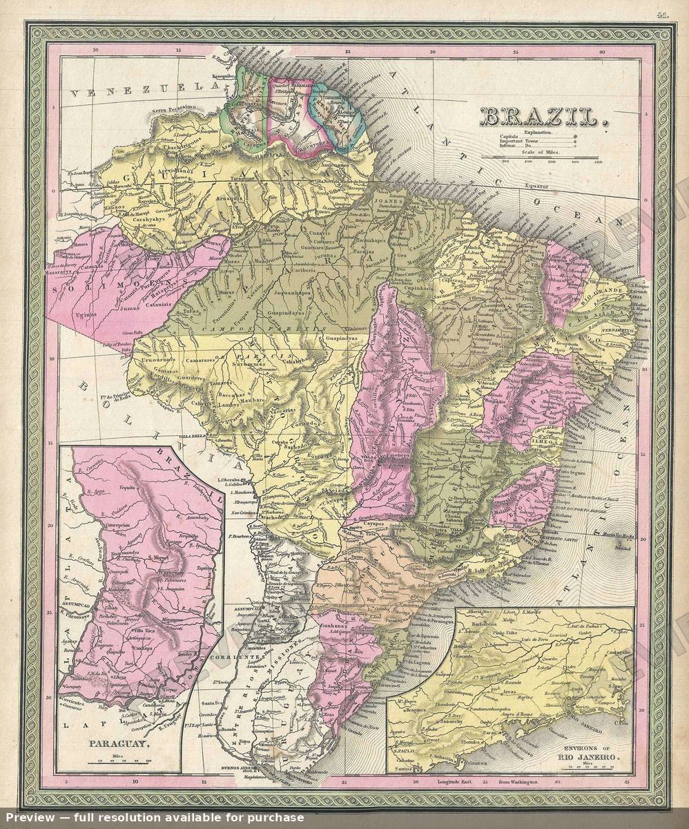 Antique map: Brazil, 1849